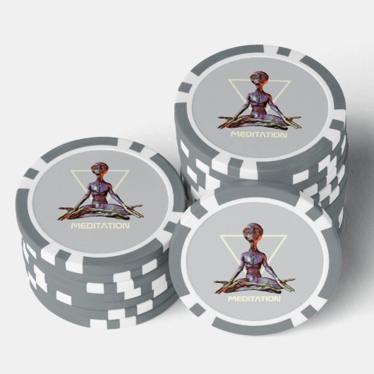 Meditation. Alien in ruhiger Pose Pokerchips (Stapel)