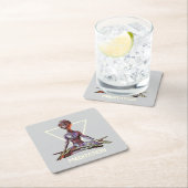 Meditation. Alien in ruhiger Pose Rechteckiger Pappuntersetzer (Vor Ort)