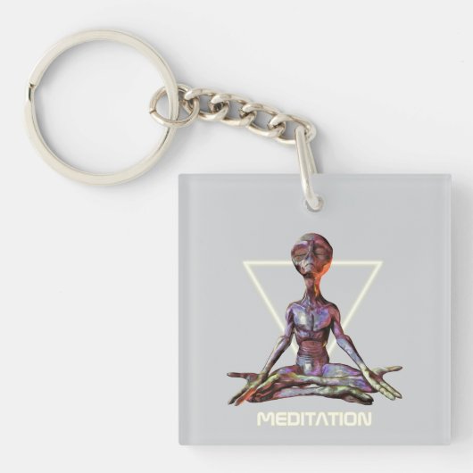 Meditation. Alien in ruhiger Pose Schlüsselanhänger (Vorderseite)