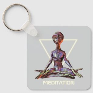 Meditation. Alien in ruhiger Pose Schlüsselanhänger