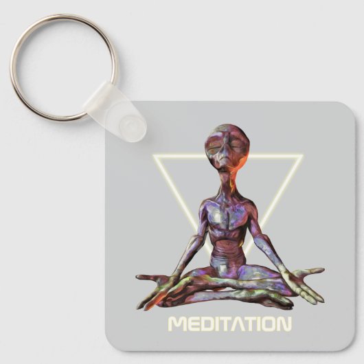 Meditation. Alien in ruhiger Pose Schlüsselanhänger (Vorderseite)