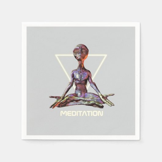 Meditation. Alien in ruhiger Pose Serviette (Vorderseite)