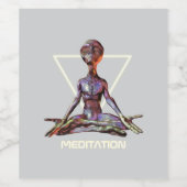 Meditation. Alien in ruhiger Pose Weinetikett (Einzelnes Label)