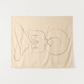 Meditation Black outline silhouette human. Wandteppich (Vorderseite (Horizontal))