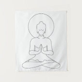 Meditation Black outline silhouette human. Wandteppich (Vorderseite)