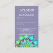 Meditation Blume Mandala bei Lila Befassung Visitenkarte (Rückseite)