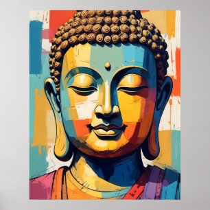 Meditation Buddha Colorful Modern Art Malerei Poster