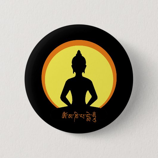 Meditation, Buddha & Mantra (tibetisch) Button (Vorderseite)