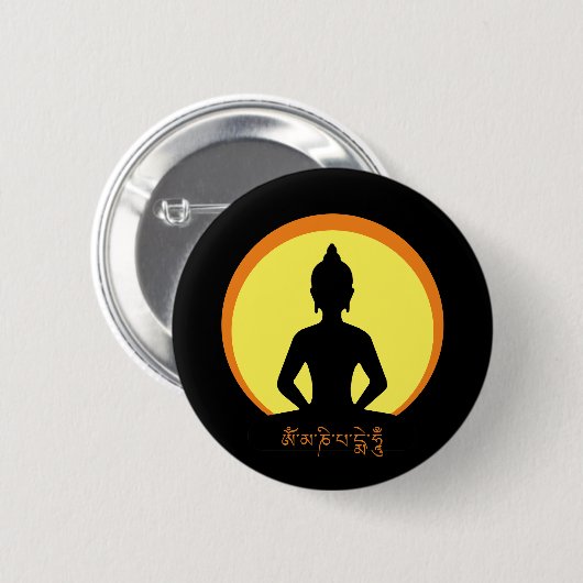 Meditation, Buddha & Mantra (tibetisch) Button (Vorne & Hinten)