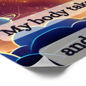 Meditation der Frau über die Körperposition Poster (Ecke)