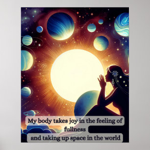 Meditation der Frau über die Körperposition Poster