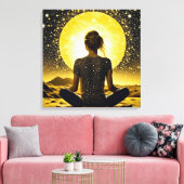 Meditation der Frau unter dem Mond Leinwanddruck (Insitu (Wohnzimmer))