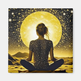 Meditation der Frau unter dem Mond Magnet