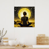 Meditation der Frau unter dem Mond Poster (Küche)
