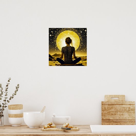 Meditation der Frau unter dem Mond Poster (Küche)