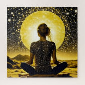 Meditation der Frau unter dem Mond Puzzle (Vertikal)