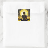 Meditation der Frau unter dem Mond Quadratischer Aufkleber (Tasche)