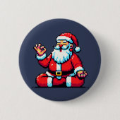 Meditation des Santa Relaxing Pixel Art Holiday De Button (Vorderseite)