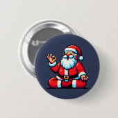 Meditation des Santa Relaxing Pixel Art Holiday De Button (Vorne & Hinten)