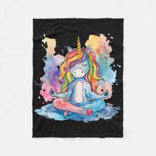 Meditation Einhorn Kunst Yoga Buddhistischer Zen B Fleecedecke