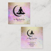 *~* Meditation Gold Frau + MondYoga Mindfulness Quadratische Visitenkarte (Vorne/Hinten)