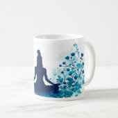 Meditation Illustration Tasse - Serene Blue Floral (VorderseiteRechts)
