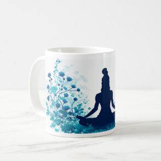 Meditation Illustration Tasse - Serene Blue Floral