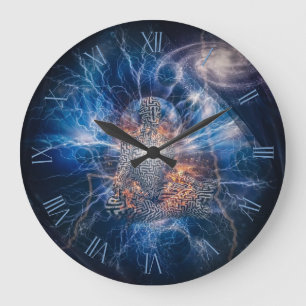 Meditation im Weltraum Große Wanduhr
