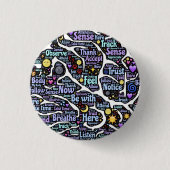 Meditation Körper Inspiration Word Art Button (Vorderseite)