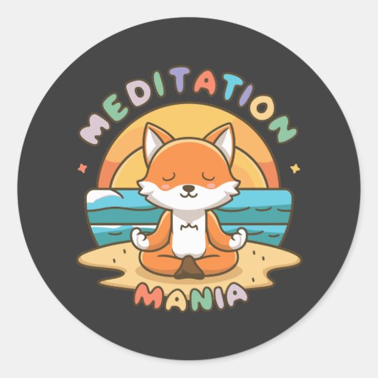Meditation Mania Runder Aufkleber (Vorderseite)