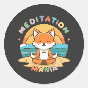 Meditation Mania Runder Aufkleber