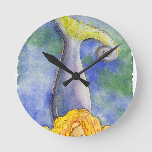 Meditation Mellow Mermaid Runde Wanduhr (Vorderseite)