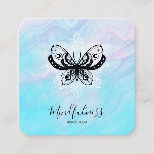 *~* Meditation Mindfulness Moth Yoga Butterfly Quadratische Visitenkarte (Vorderseite)