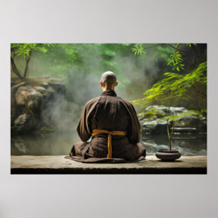Meditation Monk Ruhe Friedliche Natur Poster