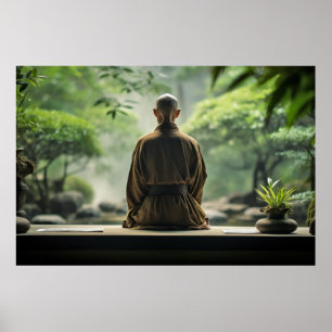 Meditation Monk Ruhe Friedliche Natur Poster