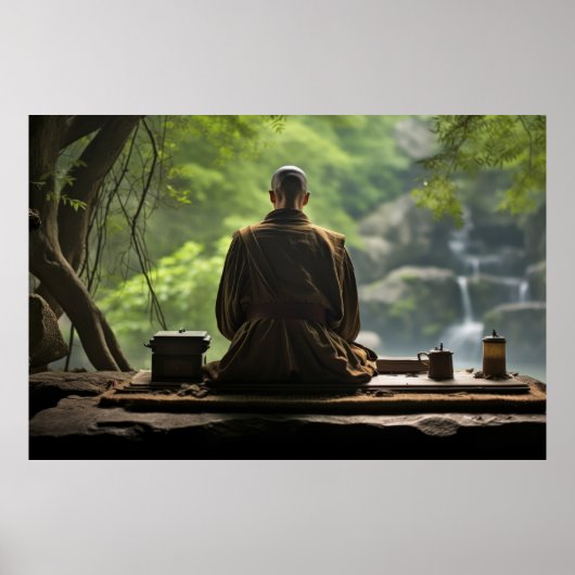 Meditation Monk Ruhe Friedliche Natur Poster (Vorne)