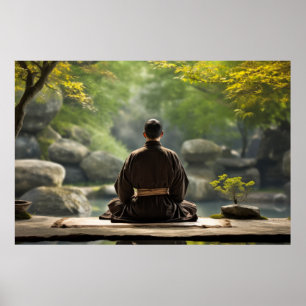 Meditation Monk Ruhe Friedliche Natur Poster