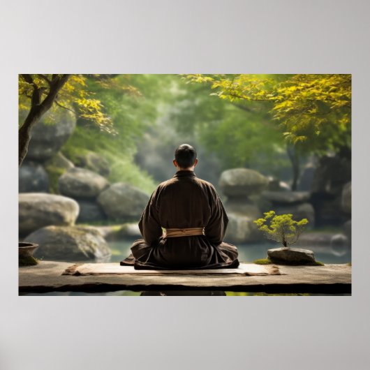 Meditation Monk Ruhe Friedliche Natur Poster (Vorne)