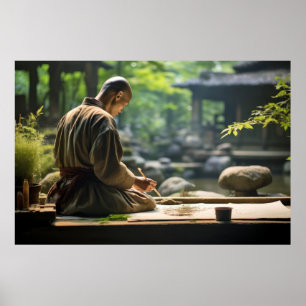 Meditation Monk Ruhe Friedliche Natur Poster