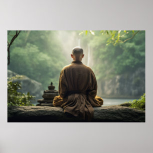 Meditation Monk Ruhe Friedliche Natur Poster