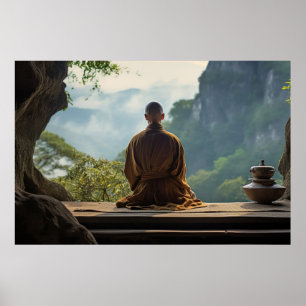 Meditation Monk Ruhe Friedliche Natur Poster