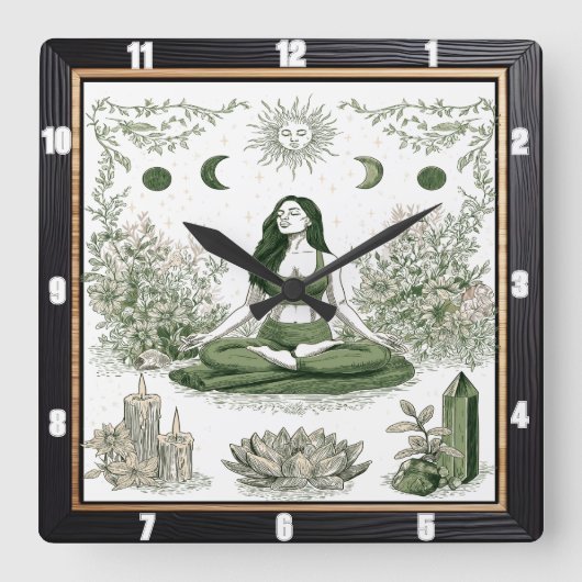 Meditation Nature Zen Quadratische Wanduhr (Vorderseite)