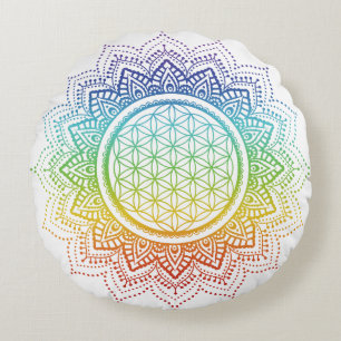 Meditation Pillow Blume des Lebens Mandala Chakra Rundes Kissen