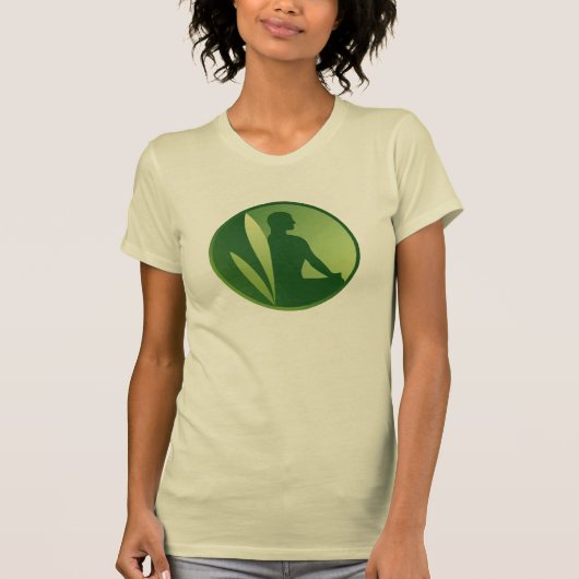Meditation Pose Grüne Weiche T-Shirt (Vorderseite)
