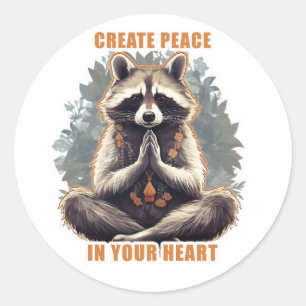 Meditation Raccoon Yoga Gestalten Sie Frieden im H Runder Aufkleber