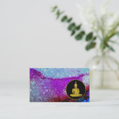 *~* Meditation Rainbow Universe Glitzer Buddha Visitenkarte (Stehend Vorderseite)