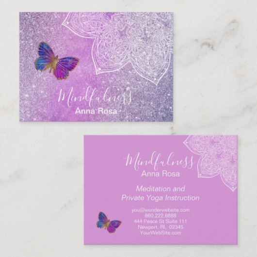 *~* Meditation Reik Yoga-Mandala-Schmetterling Visitenkarte (Vorne/Hinten)