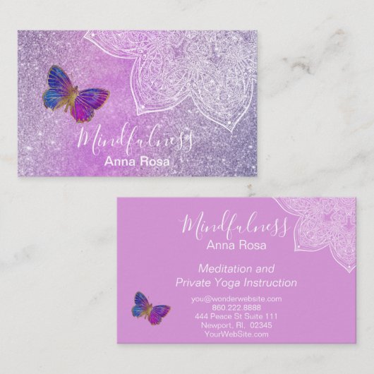 *~* Meditation Reiki Yoga Butterfly Mandala Visitenkarte (Vorne/Hinten)