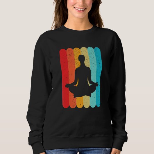 Meditation Silhouette Retro Vintage Lines 70s 80s  Sweatshirt (Vorderseite)