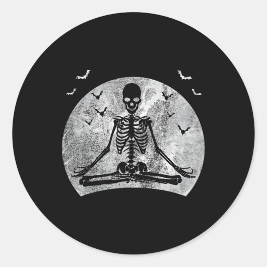 Meditation Skeletton Yoga Lover Halloween Mondkost Runder Aufkleber (Vorderseite)